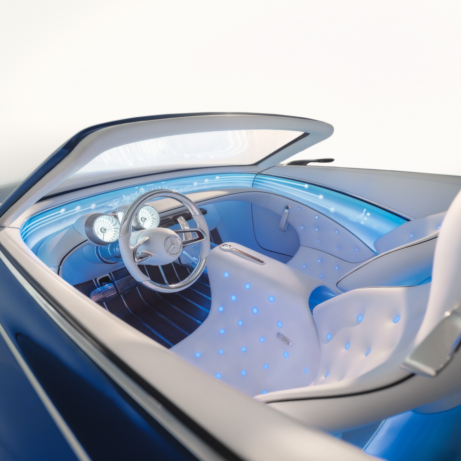 Futuro | Marca | Mercedes-Maybach Uma visão do interior de um Mercedes-Maybach no futuro.