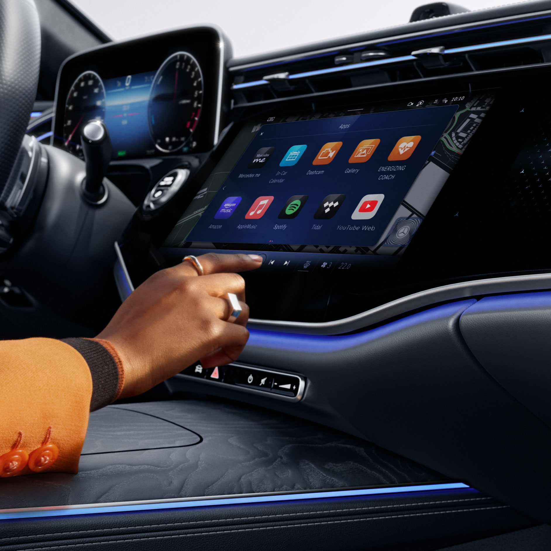 Operação intuitiva | Sistema multimédia MBUX | Mercedes-Benz O interior do Mercedes-Benz Classe E Limousine.