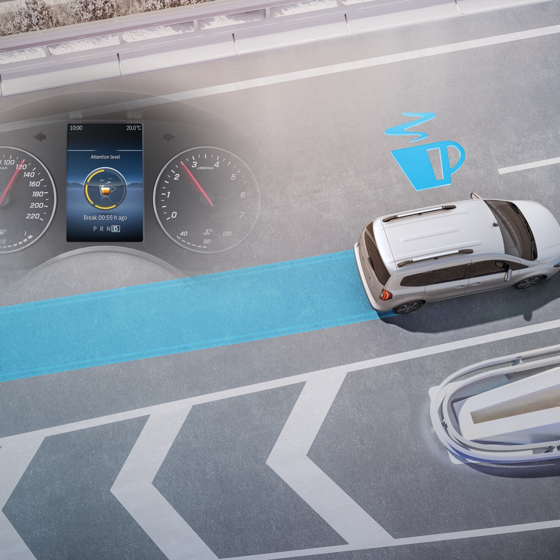 ATTENTION ASSIST | Citan Tourer | Mercedes-Benz O sistema ATTENTION ASSIST no Mercedes-Benz Citan Tourer.